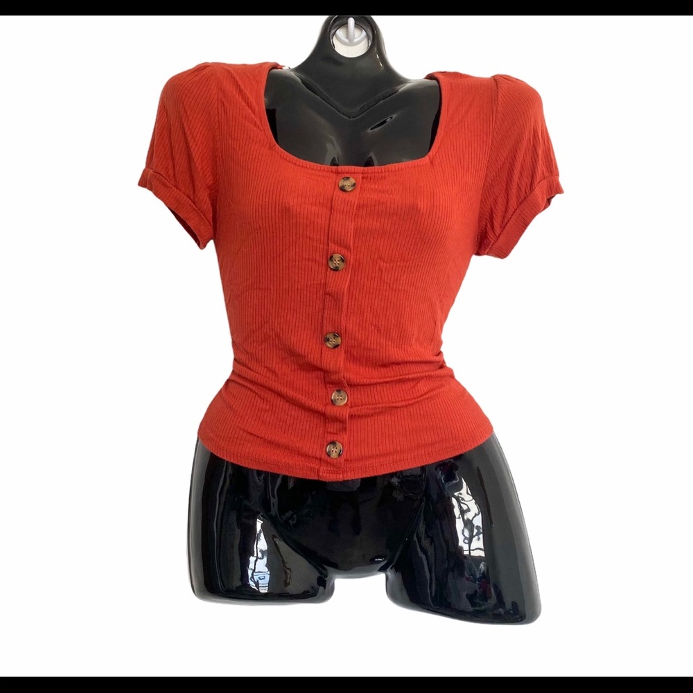 ORANGE PINK ROSE CROP TOP SIZE LARGE